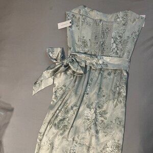 Anthropolgie V. Chapman Corset Front-Slit Satin Gown in Sage (size 8)